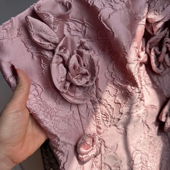 NWT Muse by Marchesa Petal Floral Jacquard Strapless Neck Applique Dress Sz 8 - Picture 6 of 12